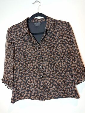 Vintage Cynthia Howie Maggy Boutique 100% Silk Floral Blouse Size 8